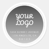 ロゴ & ダークグレーのグラデーション返信住所 ラウンドシール (正面)