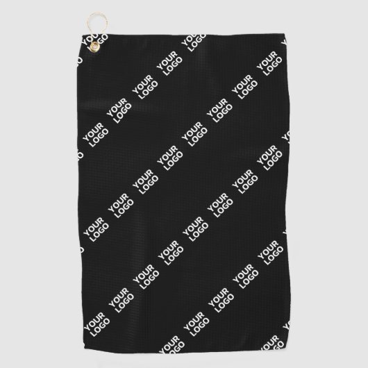 ロゴ、デザイン、写真を斜めに並べて表示 ゴルフタオル (正面)