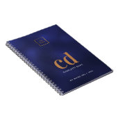 ロゴ ネイビーブルー ゴールド モノグラムイニシャル ビジネスノート ノートブック (右側)