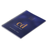 ロゴ ネイビーブルー ゴールド モノグラムイニシャル ビジネスノート ノートブック (左側)