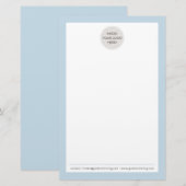 ロゴ ノート 紙 現代 ビジネス フォーマル 淡い青 便箋 (正面/裏面)
