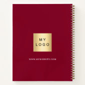 ロゴ バーガンディ ゴールド モノグラム ビジネス ノートブック (裏面)