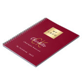 ロゴ バーガンディ ゴールド モノグラム ビジネス ノートブック (左側)