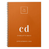 ロゴ バーン オレンジ モノグラムイニシャルビジネス ノートブック (正面)