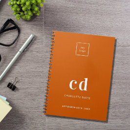 ロゴ バーン オレンジ モノグラムイニシャルビジネス ノートブック