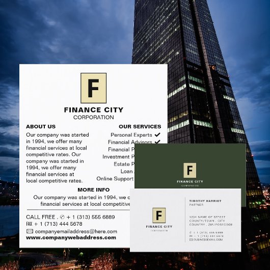 ロゴ、パーソナライズされたプロフェッショナル・ビジネス、金融 名刺