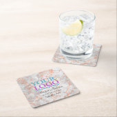 ロゴ、ビジネスの促進、バラ金ゴールド大理石 スクエアペーパーコースター (インサイチュ)