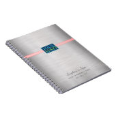 ロゴ、ビジネスの促進、ブラシ付き金ゴールド、ピンク ノートブック (右側)