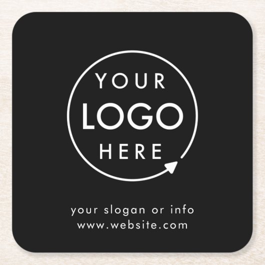 ロゴ |ビジネス企業の会社のミニマリスト スクエアペーパーコースター (正面)