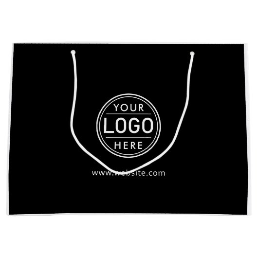 ロゴ ビジネス コーポレート ブラック カンパニー シンプル ラージペーパーバッグ (正面)