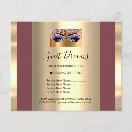 ロゴ ビューティーサロン メイク 価格リスト 赤いチラシ チラシ (正面)