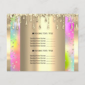 ロゴ ビューティー メイク ネイル 価格リスト ゴールド カラフル チラシ (裏面)