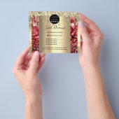 ロゴ ビューティー メイク ネイル 価格リスト ゴールド グリッター チラシ (手)