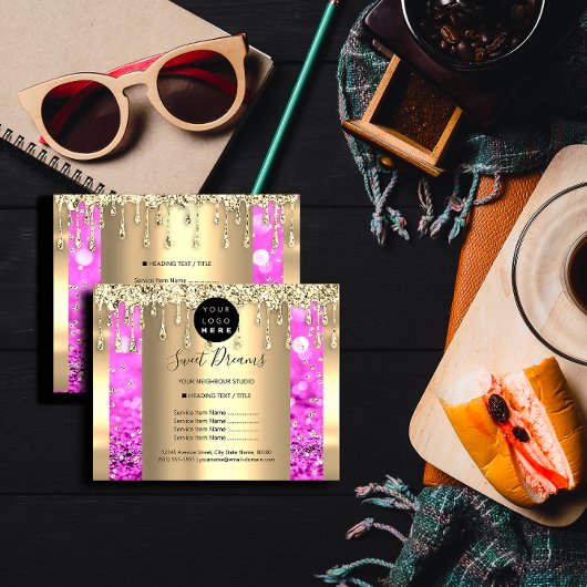 ロゴ ビューティー メイク ネイル 価格リスト ゴールド ピンク チラシ