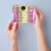 ロゴ ビューティー メイク ネイル 価格リスト ゴールド ピンク チラシ (手)