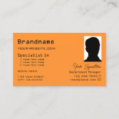 ロゴ&フォトシック付きオレンジとブラックのチェス盤 名刺 (裏面)