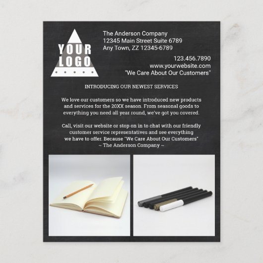 ロゴ ブラックボード おしゃれ 自作 2 枚 写真 チラシ (正面)