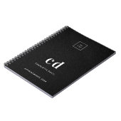 ロゴ ブラックレザー モノグラムイニシャル ビジネス ノートブック (左側)