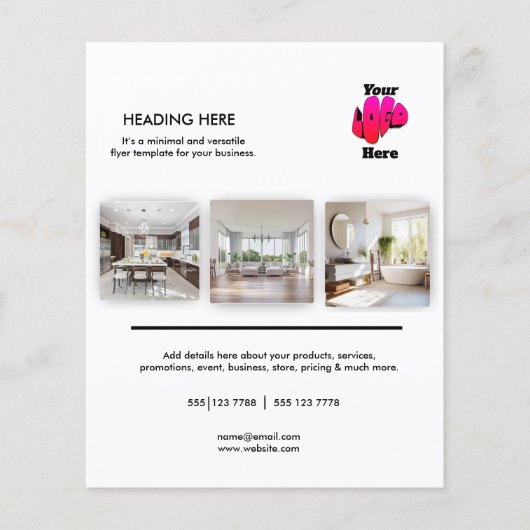 ロゴ ミニマル フォト ビジネス マーケティング チラシ (正面)
