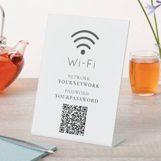 ロゴ ミニマル 白 Wi-Fi QRコード 台座サイン (インサイチュ)