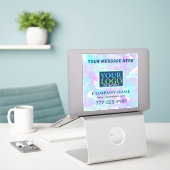 ロゴ、メッセージ、ビジネスプロモーション、虹色デザイン シール (デスク上のノートパソコン)