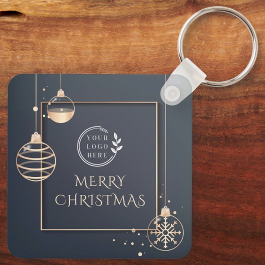 ロゴ・メリークリスマス企業の休暇モダン キーホルダー (裏面)