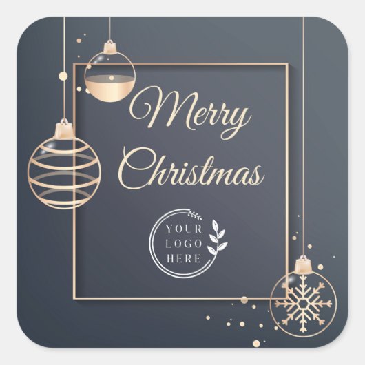 ロゴ・メリークリスマス企業の休暇モダン スクエアシール (正面)
