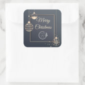 ロゴ・メリークリスマス企業の休暇モダン スクエアシール (バッグ)