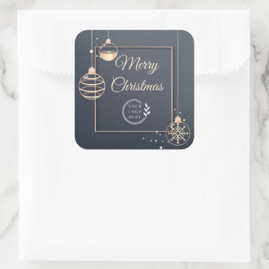 ロゴ・メリークリスマス企業の休暇モダン スクエアシール (バッグ)