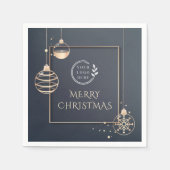 ロゴ・メリークリスマス企業の休暇モダン スタンダードカクテルナプキン (正面)