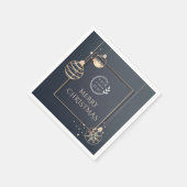 ロゴ・メリークリスマス企業の休暇モダン スタンダードカクテルナプキン (角)