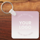 ロゴ |モダンほこりっぽいピンク&白グラデーション色 キーホルダー (正面)