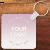 ロゴ |モダンほこりっぽいピンク&白グラデーション色 キーホルダー (裏面)