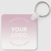 ロゴ |モダンほこりっぽいピンク&白グラデーション色 キーホルダー (裏面)