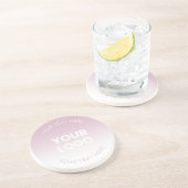 ロゴ |モダンほこりっぽいピンク&白グラデーション色 コースター (側面)