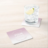 ロゴ |モダンほこりっぽいピンク&白グラデーション色 スクエアペーパーコースター (インサイチュ)