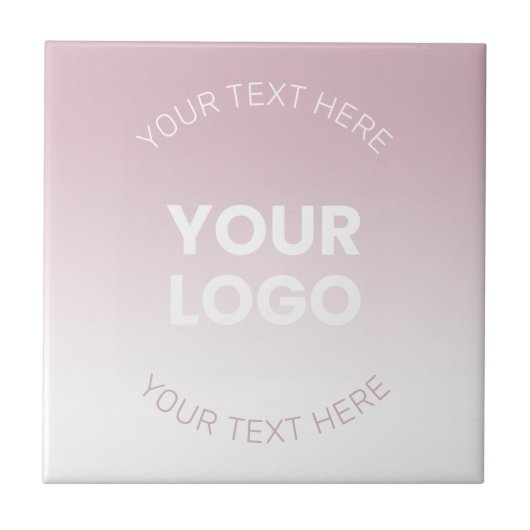 ロゴ |モダンほこりっぽいピンク&白グラデーション色 タイル (正面)