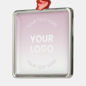 ロゴ |モダンほこりっぽいピンク&白グラデーション色 メタルオーナメント (左)