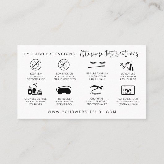 ロゴ・ラッシュ・アフターケアの説明書カードの追加 名刺 (裏面)