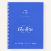 ロゴ ロイヤルブルー モノグラム 現代のビジネス ノートブック (正面)