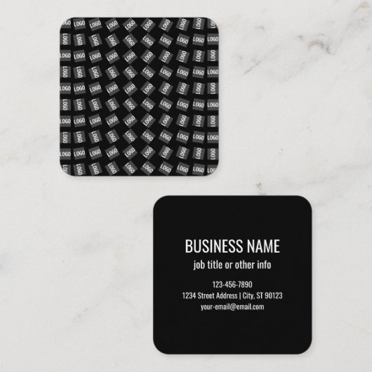 ロゴ | ロゴ、ユニークデザイン、またはイメージパターン スクエア名刺 (正面/裏面)