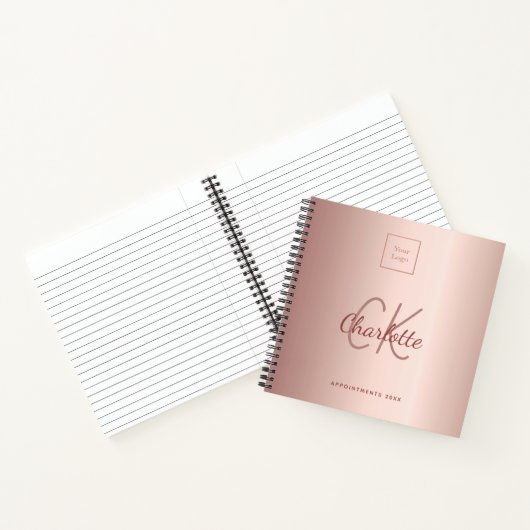 ロゴ ローズゴールド モノグラム ビジネス ノートブック (内部)