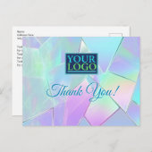 ロゴ、会社名、ティール(緑がかった色)、紫の虹色 ポストカード (正面/裏面)