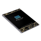 ロゴ、会社名、ブラック/金ゴールド大理石 ノートブック (右側)