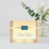 ロゴ、会社名、メッセージ、金ゴールド ポストカード (スタンド正面)