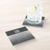 ロゴ、会社名、モノグラム ガラスコースター (アングル)