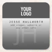 ロゴ、会社名、モノグラム スクエアペーパーコースター (正面)