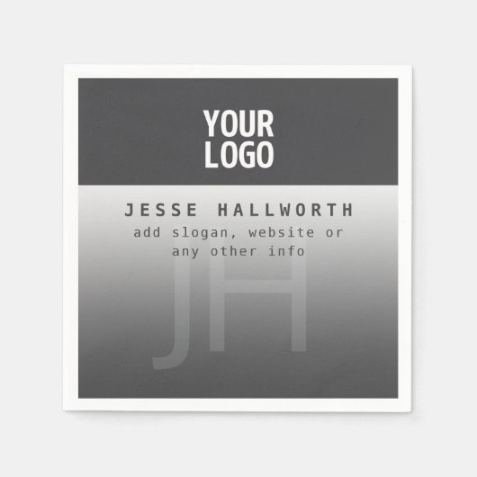 ロゴ、会社名、モノグラム スタンダードカクテルナプキン (正面)