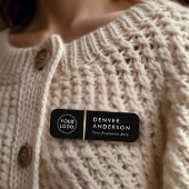 ロゴ、名前とタイトルの古典的な黒い黄金の仕切り 名札