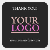 ロゴ、名前、ウェブサイトのプロモーションステッカー（黒) スクエアシール (正面)